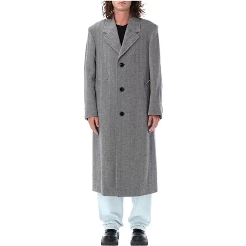 Herringbone V-neck Winter Coat , male, Sizes: M - Ami Paris - Modalova