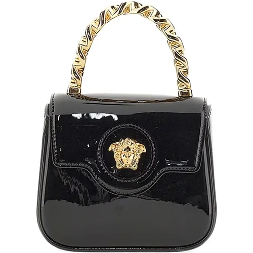 Mini Patent Leather Bag with Adjustable and Removable Strap , female, Sizes: ONE SIZE - Versace - Modalova