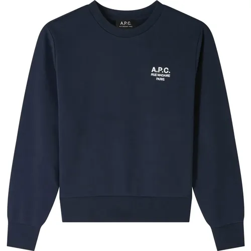 Madame Sweatshirt,Blaues Boxy Fit Sweatshirt mit Besticktem Logo - A.P.C. - Modalova