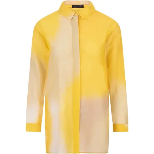 Silk Shaded Print Long Shirt , female, Sizes: L, S - Gianluca Capannolo - Modalova