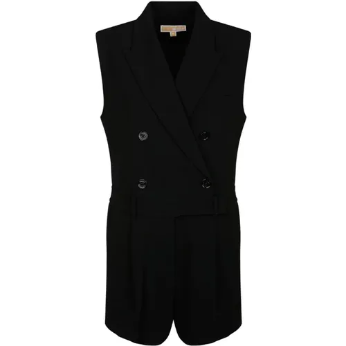 Schwarzer Kurzer Jumpsuit mit Doppelreihiger Knopfleiste , Damen, Größe: 2XS - Michael Kors - Modalova