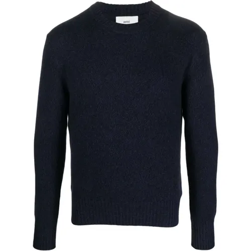 Midnight Crew-Neck Cashmere Sweater , male, Sizes: L, S - Ami Paris - Modalova