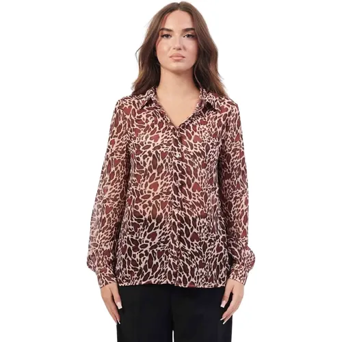 Elegant Bordeaux Shirt with Classic Collar , female, Sizes: S, XL, XS, L, M - Fracomina - Modalova