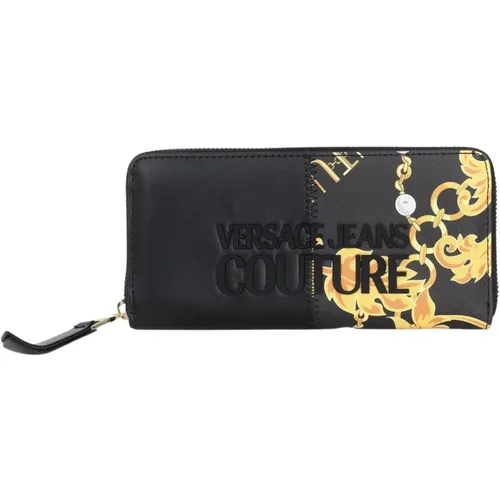 Half Chain Couture Wallet with Logo Plaque , female, Sizes: ONE SIZE - Versace Jeans Couture - Modalova
