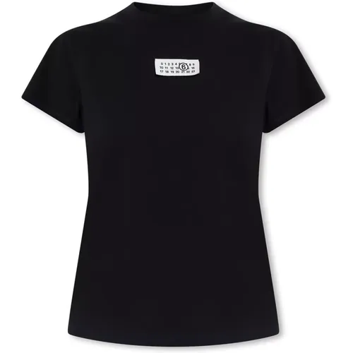 T-Shirt mit Logo , Damen, Größe: S - MM6 Maison Margiela - Modalova