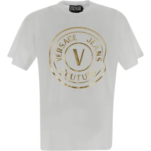 Logo Baumwoll T-Shirt , Herren, Größe: M - Versace Jeans Couture - Modalova