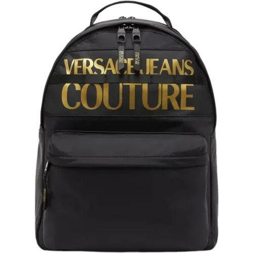 Spacious Backpack with Gold Logo Print , male, Sizes: ONE SIZE - Versace Jeans Couture - Modalova