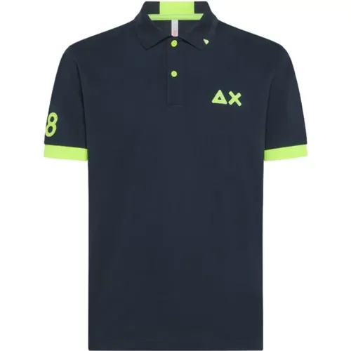 Blau Logo Fluo Polo T-shirt , Herren, Größe: M - Sun68 - Modalova