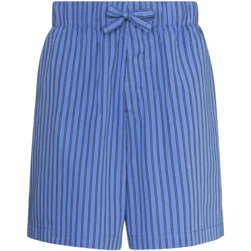 Blau/Weiße Gestreifte Elastische Shorts , Herren, Größe: M - Tekla - Modalova