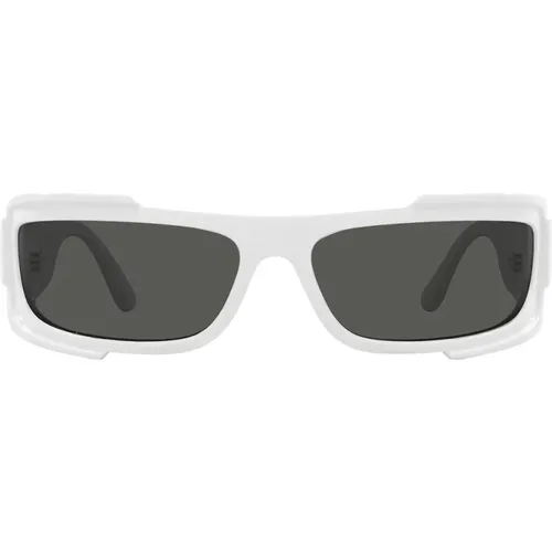 Rectangular Sunglasses with Dark Grey Lens and Frame , unisex, Sizes: 67 MM - Versace - Modalova