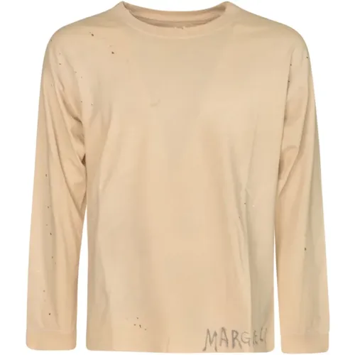 Long Sleeve Tops,Ivory Baumwoll T-Shirt - Maison Margiela - Modalova