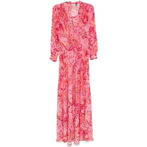 Magenta Paisley Silk Maxi Dress , female, Sizes: XS, M - Rixo - Modalova