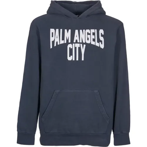 City Logo Grey Hoodie Sweater , male, Sizes: M - Palm Angels - Modalova