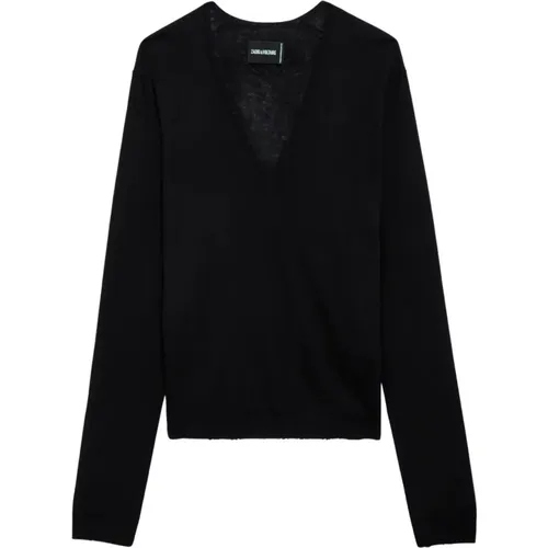 Cashmere Jersey with Embroidered Wings , female, Sizes: L - Zadig & Voltaire - Modalova