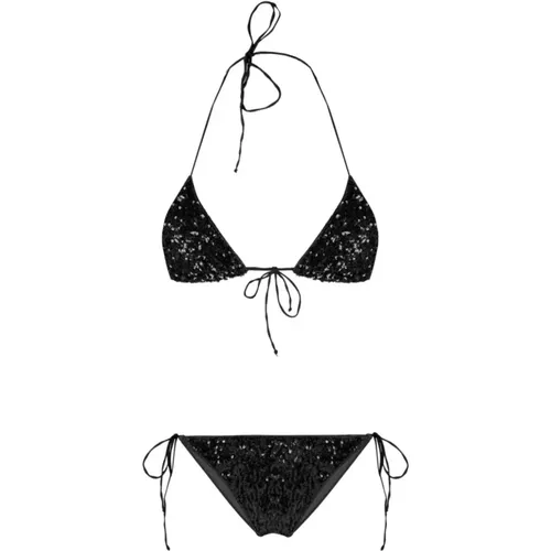 Schwarzer Pailletten Microkini Badeanzug , Damen, Größe: S - Oseree - Modalova
