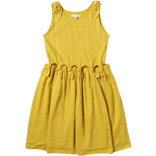 Gelbes ärmelloses Kleid mit Knoten- und Rüschendetails - Chloé - Modalova