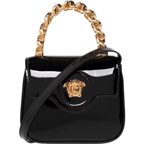 ‘La Medusa Mini’ patent-leather shoulder bag , female, Sizes: ONE SIZE - Versace - Modalova