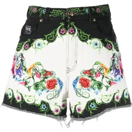 Hochtaillierte Denim Shorts für Damen , Damen, Größe: W28 - Versace Jeans Couture - Modalova