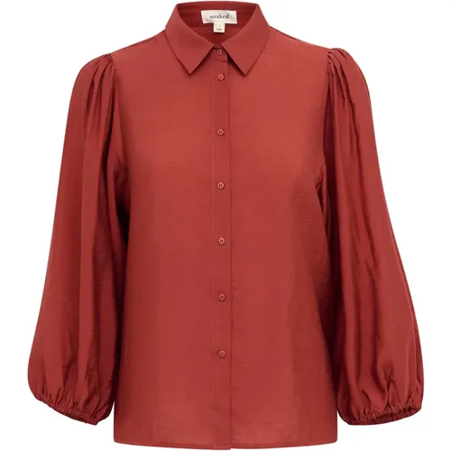 Feminine Bluse mit Puffärmeln , Damen, Größe: M - Soaked in Luxury - Modalova