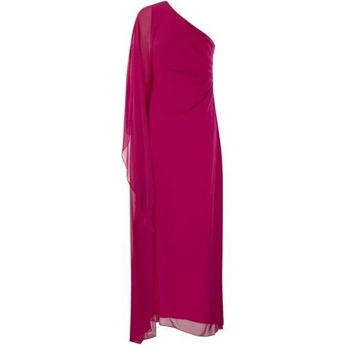 One-shoulder Silk Georgette Dress , female, Sizes: S, XS, 2XS - Max Mara Studio - Modalova