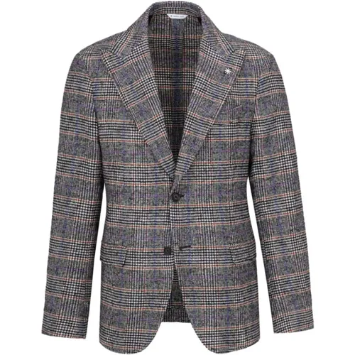 Checked Single-Breasted Jacket , male, Sizes: M, 3XL, XL - Manuel Ritz - Modalova