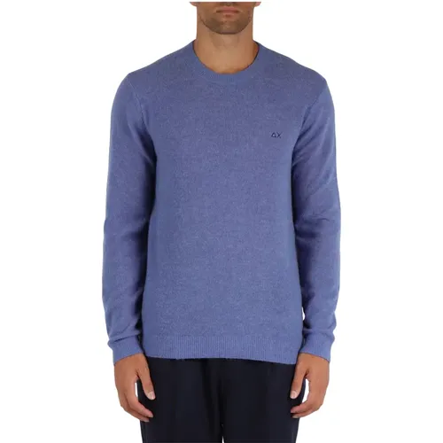 Merino Alpaka Wolle Logo bestickter Pullover , Herren, Größe: M - Sun68 - Modalova