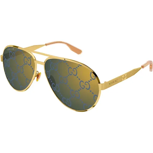 Gold/Blau Getönte Sonnenbrille,Stylische Sonnenbrille Gg1513S - Gucci - Modalova