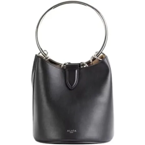 Schwarze Leder Ring Eimer Tasche - Alaïa - Modalova