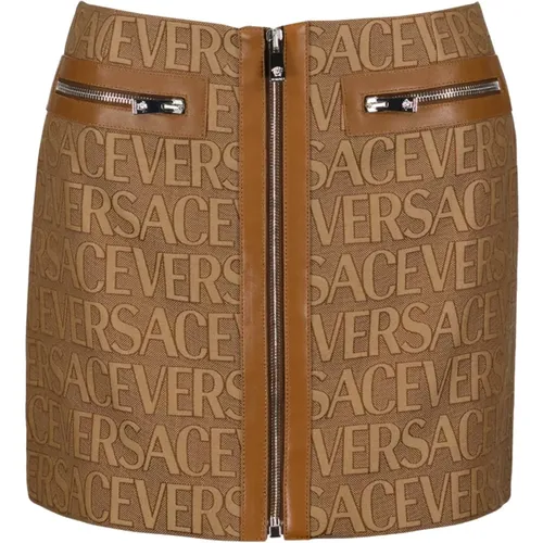 Monogram Mini Skirt , female, Sizes: XS - Versace - Modalova