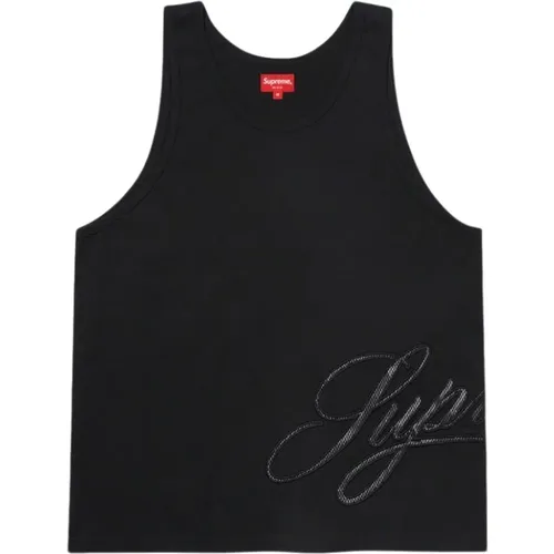 Schwarzes Mesh Script Tank Top - Supreme - Modalova