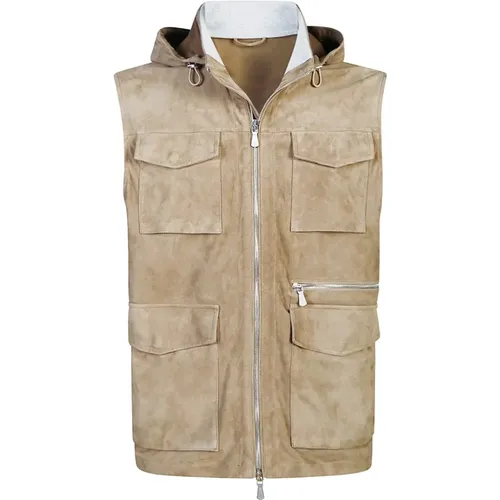 Hooded Suede Resin Gilet , male, Sizes: 2XL, M, S, XL, L - Eleventy - Modalova