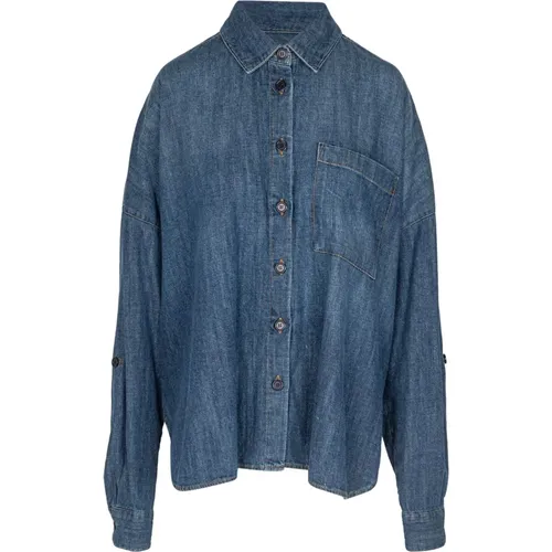 Denim shirt with classic collar , female, Sizes: 2XS, XS - Mauro Grifoni - Modalova