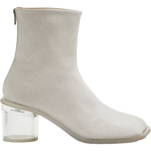 Transparent-Heel Leather Ankle Boots , female, Sizes: 7 UK, 4 UK - MM6 Maison Margiela - Modalova