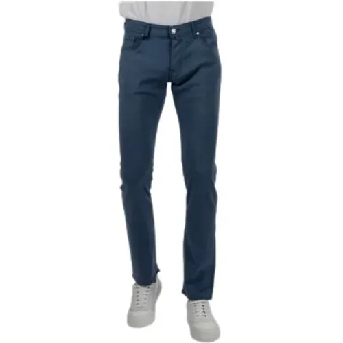 Blaue Guède karierte Slim-Fit Hose , Herren, Größe: W35 - Jacob Cohën - Modalova