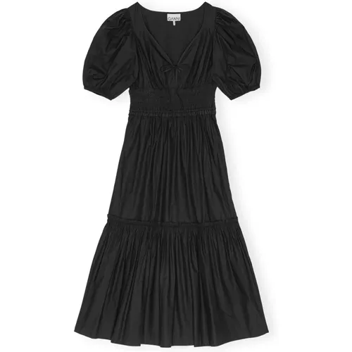 Cotton Poplin Long Smock Dress , female, Sizes: L, S, XS, M - Ganni - Modalova