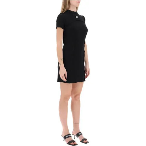 Geripptes Baumwoll Mini Kleid mit Cut-Out , Damen, Größe: M - Palm Angels - Modalova