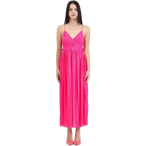 Langes Plissiertes Kleid Elegant Frühling Sommer , Damen, Größe: M - Only - Modalova