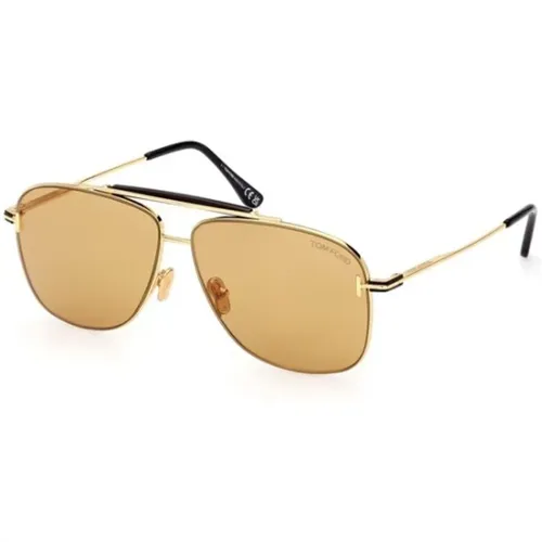 Glänzendes Tiefes Gold Braun Sonnenbrille - Tom Ford - Modalova