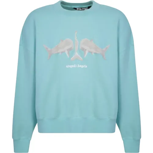 Men`s Shark Print Sweatshirt , male, Sizes: M, S - Palm Angels - Modalova