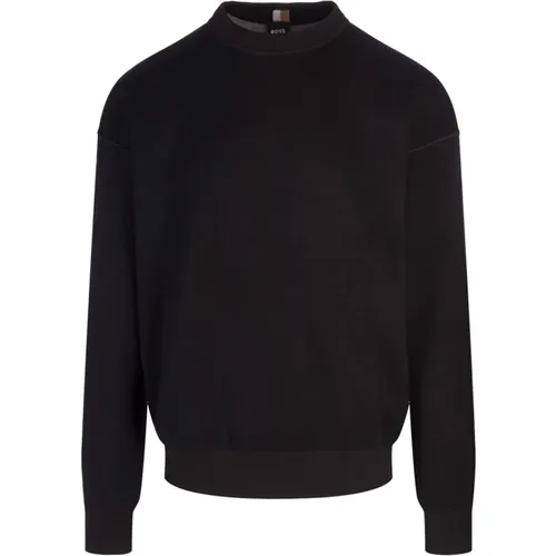 Schwarzer Wollmischung Rundhalsausschnitt Pullover , Herren, Größe: 3XL - Hugo Boss - Modalova