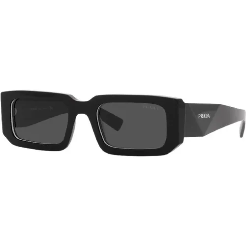 Quadratische Schwarze Sonnenbrille Graue Gläser - Prada - Modalova