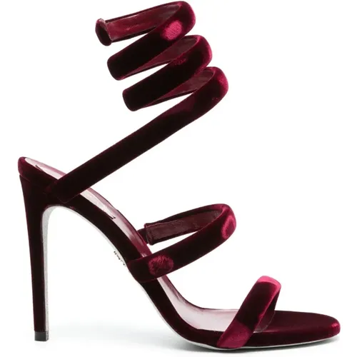 Bordeaux Velvet Wraparound Sandals , female, Sizes: 4 UK - René Caovilla - Modalova
