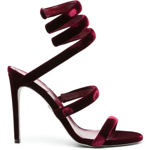 Bordeaux Velvet Wraparound Sandals , female, Sizes: 4 UK, 5 UK - René Caovilla - Modalova