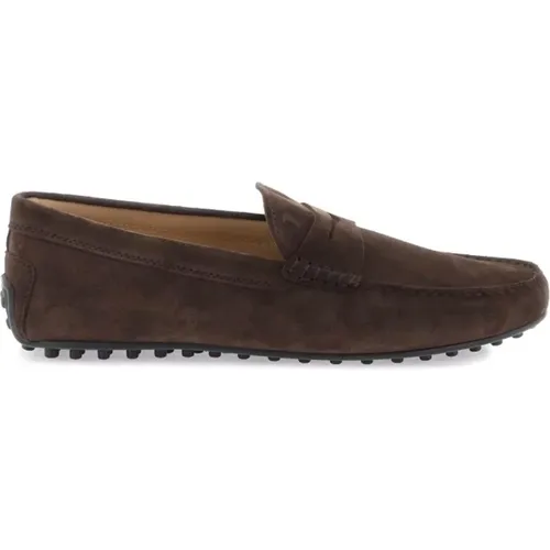 Gommino Wildleder Loafers mit Penny Bar , Herren, Größe: 41 EU - TOD'S - Modalova