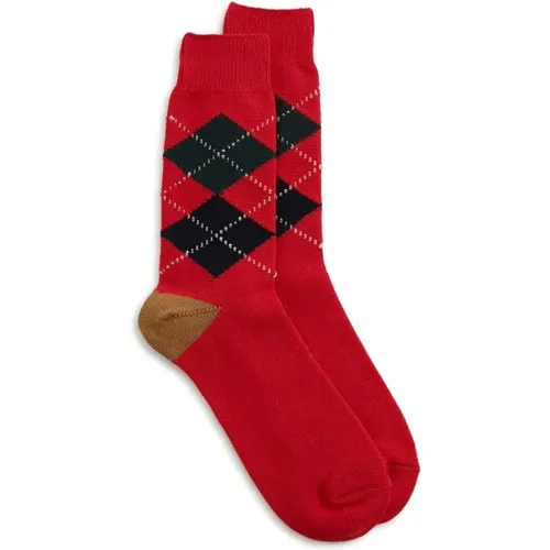 Argyle Crew Socks /Cinnamon , unisex, Größe: L - RoToTo - Modalova