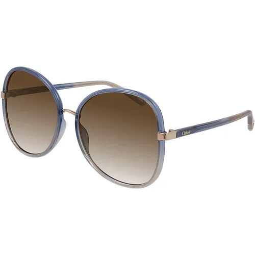 Blau Braun Sonnenbrille Modell Ch0030Sa-002 , Damen, Größe: 60 MM - Chloé - Modalova