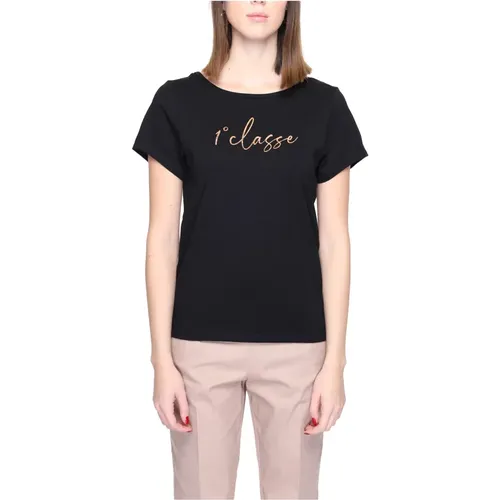 Schwarzes Bedrucktes Damen T-Shirt Kurze Ärmel , Damen, Größe: L - Alviero Martini 1a Classe - Modalova