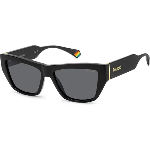 Schwarze/Graue Sonnenbrille , Damen, Größe: 55 MM - Polaroid - Modalova