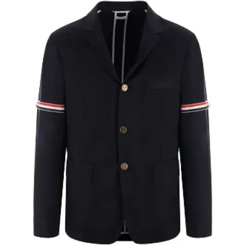 Cotton Gabardine Jacket with Grosgrain Details , male, Sizes: L - Thom Browne - Modalova