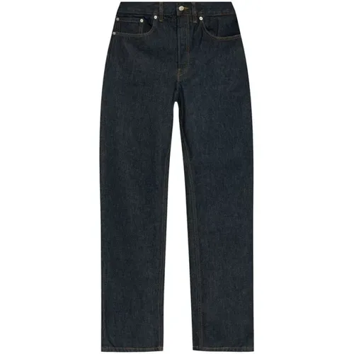 Indigo Cotton Jeans Straight Hem , male, Sizes: W32, W33, W31, W30 - Dries Van Noten - Modalova